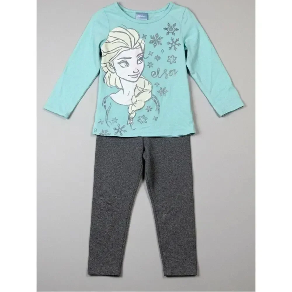 Disney Frozen Mint and Gray Elsa long pajama set 3T